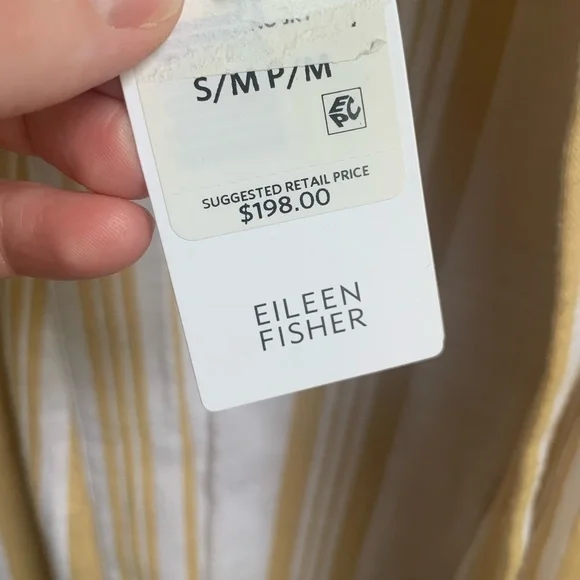 NWT Eileen Fisher Striped Organic Cotton Doubleweave Kimono Size Small/Medium - Picture 7 of 10
